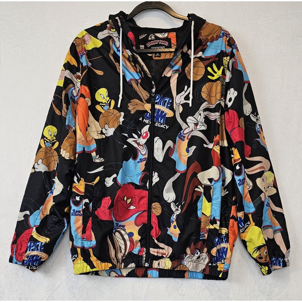 Members Only Space Jam A New Legacy Windbreaker Hoodie Zip Jacket Size M
